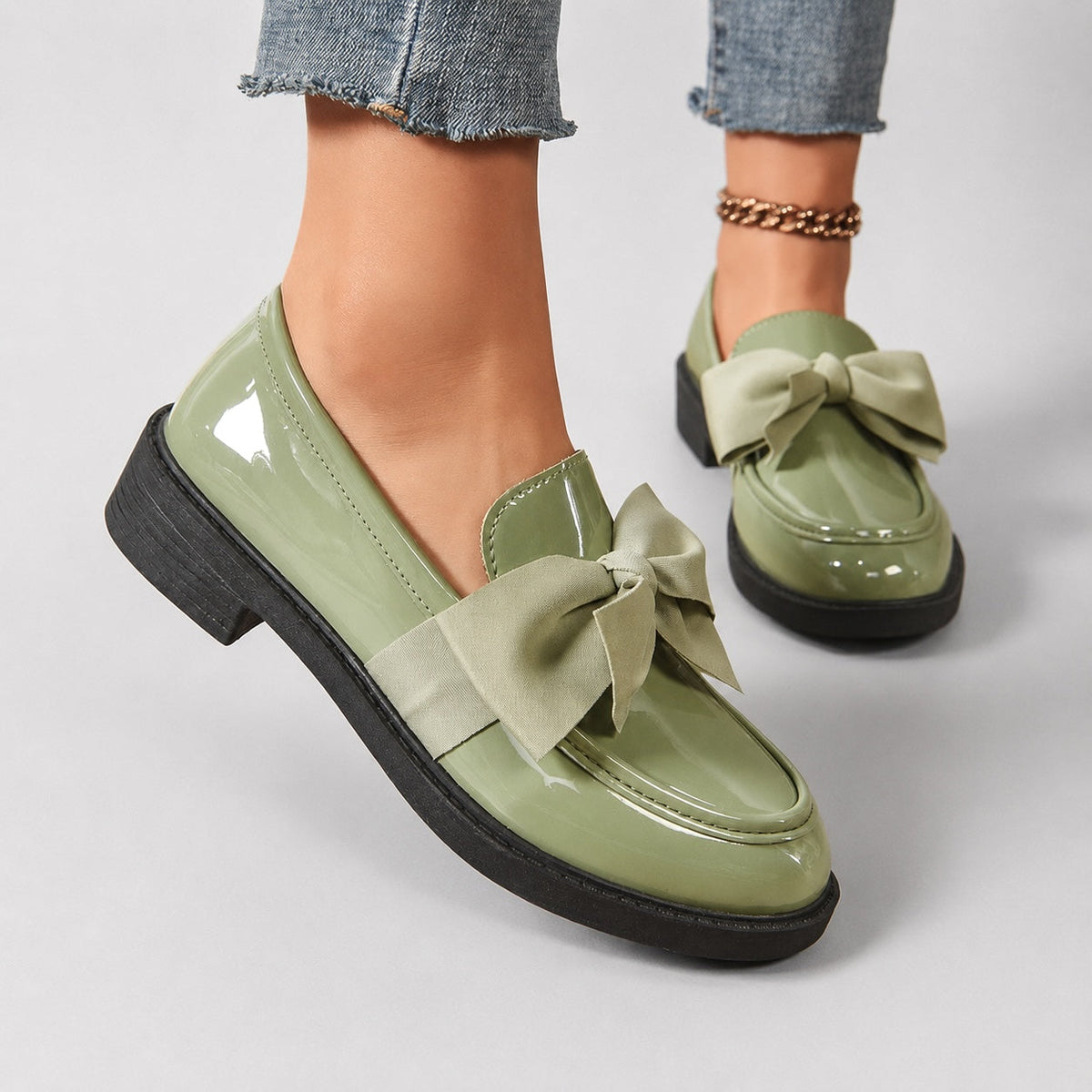 Brielle Glossy Bow Loafers