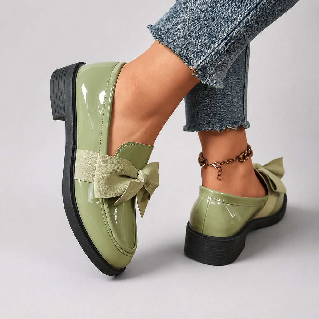 Brielle Glossy Bow Loafers