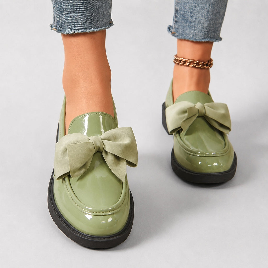 Brielle Glossy Bow Loafers