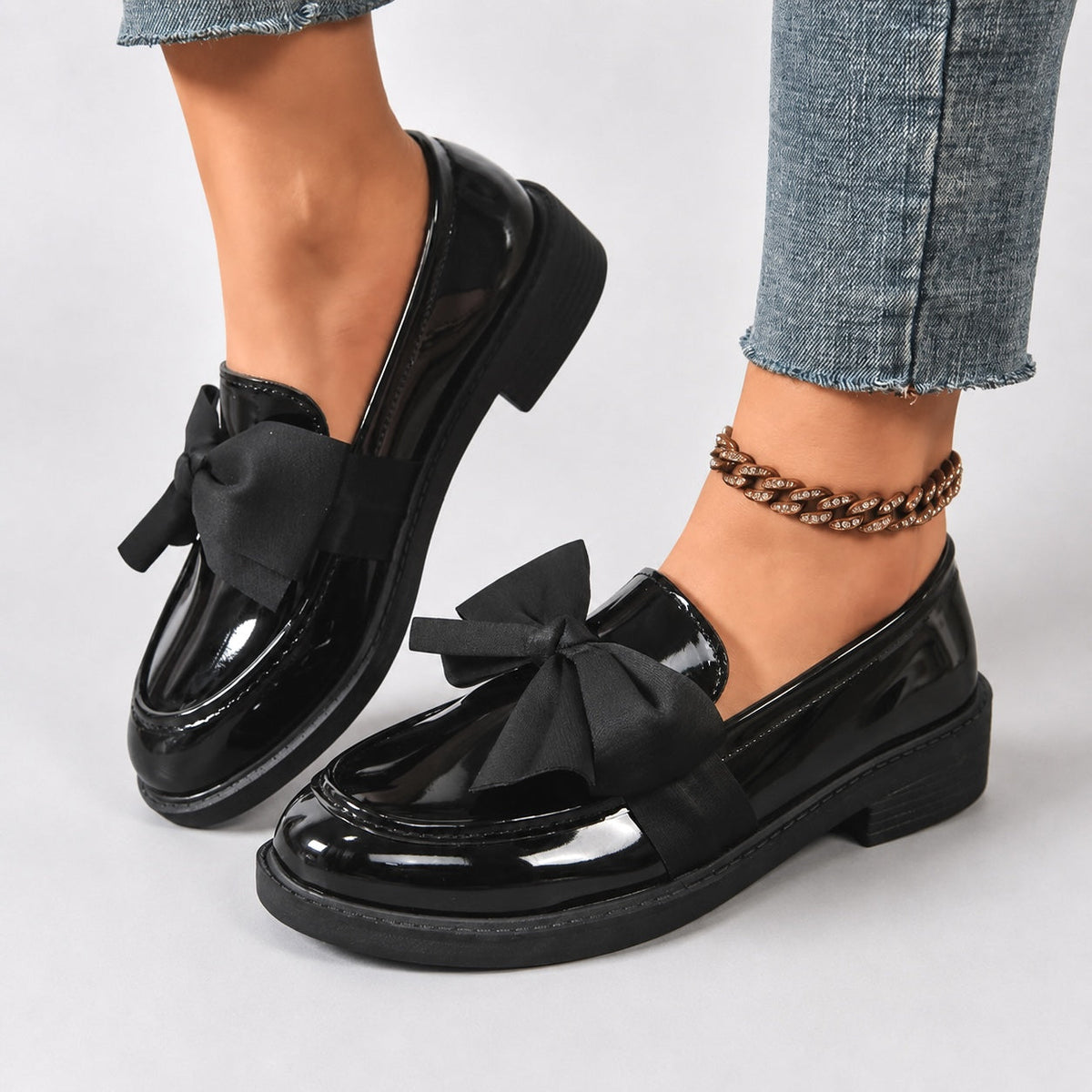 Brielle Glossy Bow Loafers