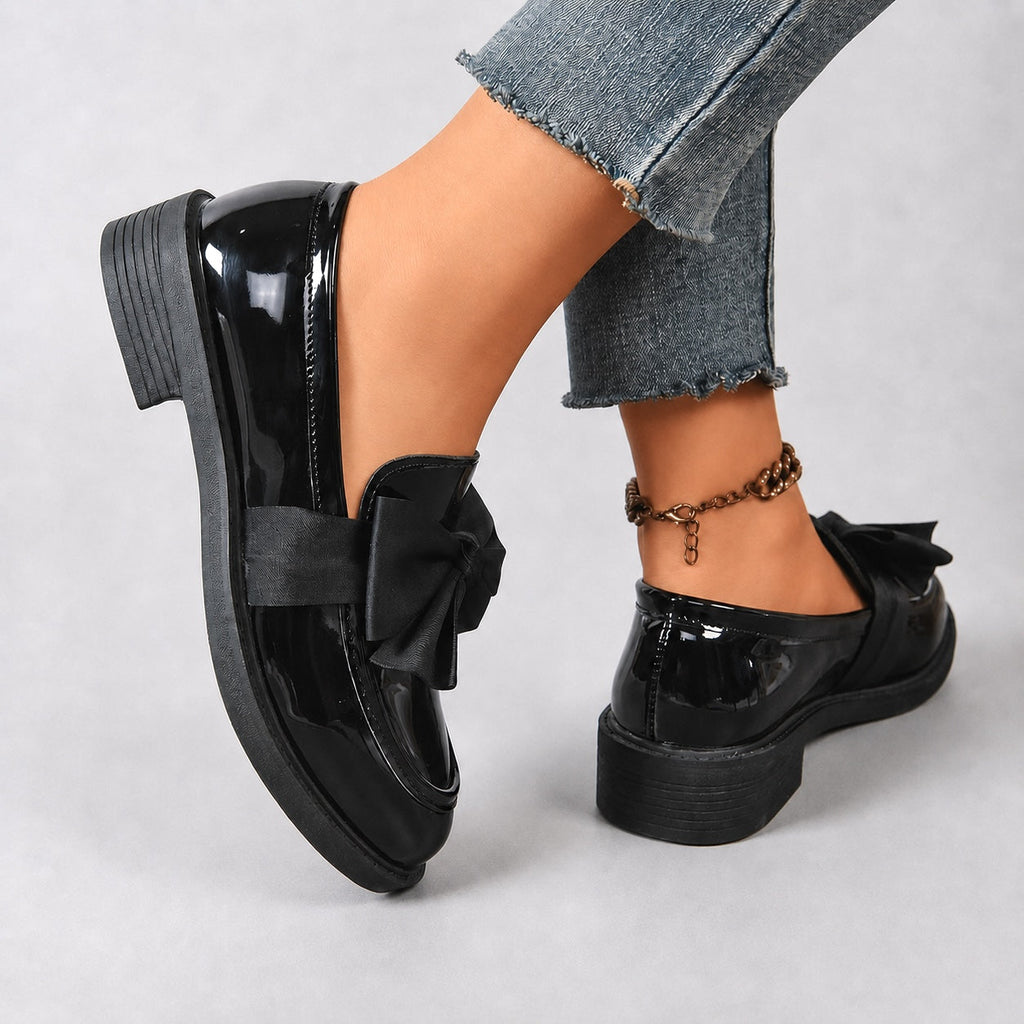 Brielle Glossy Bow Loafers