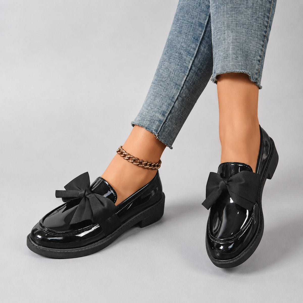 Brielle Glossy Bow Loafers