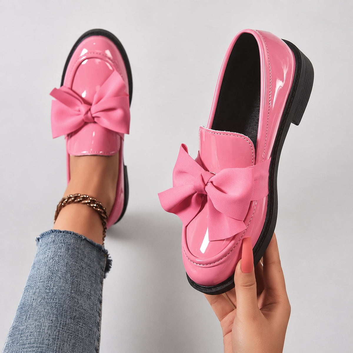 Brielle Glossy Bow Loafers