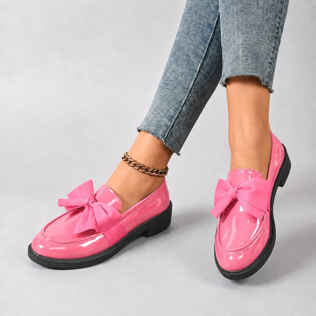 Brielle Glossy Bow Loafers