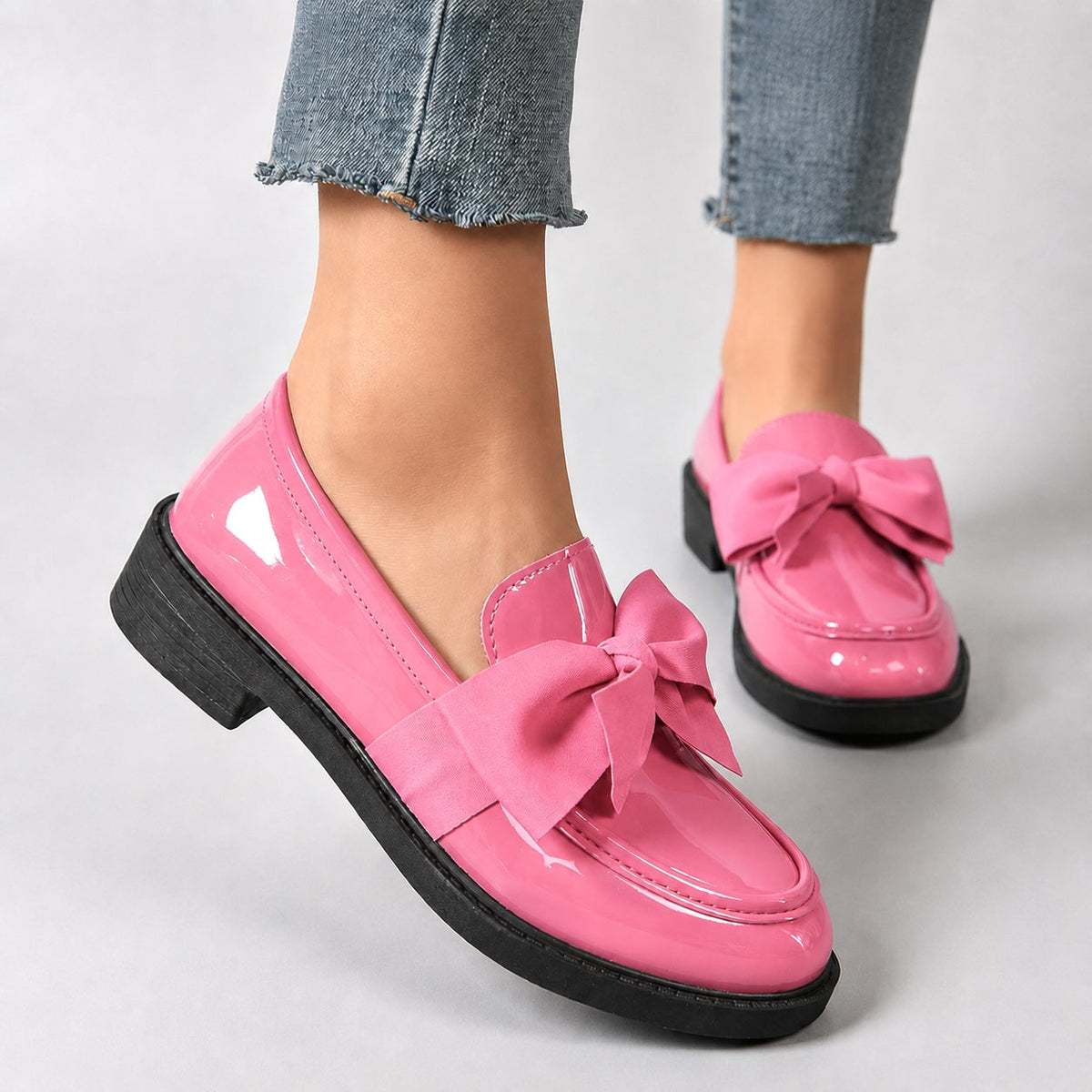 Brielle Glossy Bow Loafers