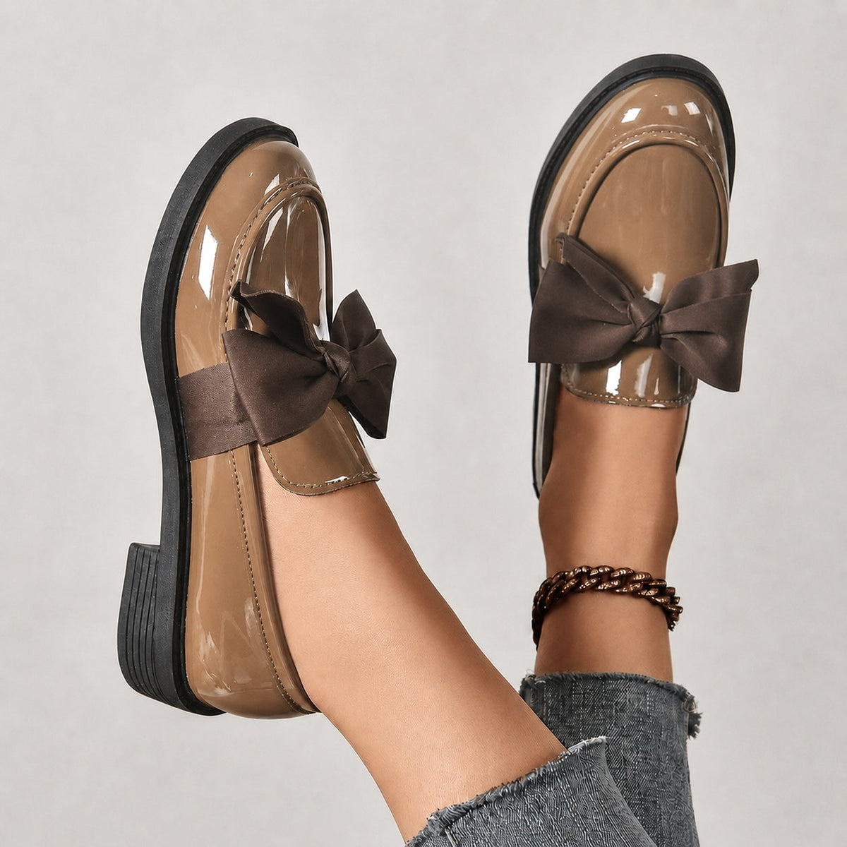 Brielle Glossy Bow Loafers