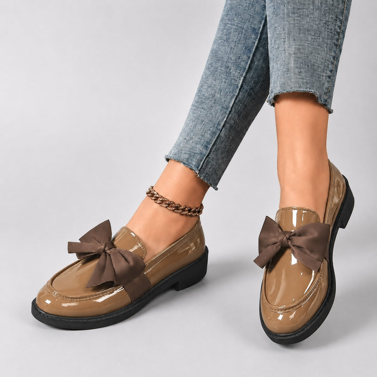 Brielle Glossy Bow Loafers