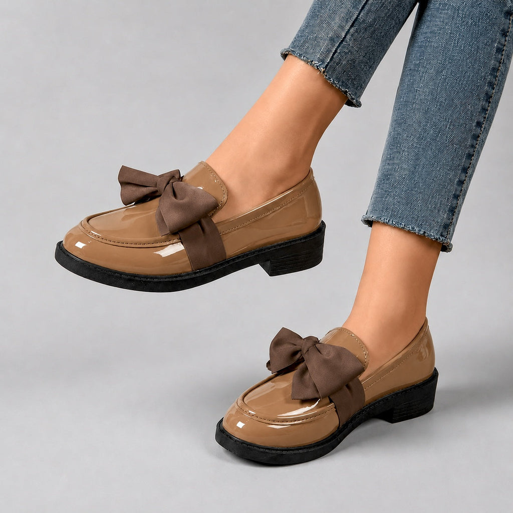 Brielle Glossy Bow Loafers